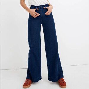 Madewell Emmett Wide Leg Jeans High Rise Dark Wash Womens Sz 32 Full Length NEW